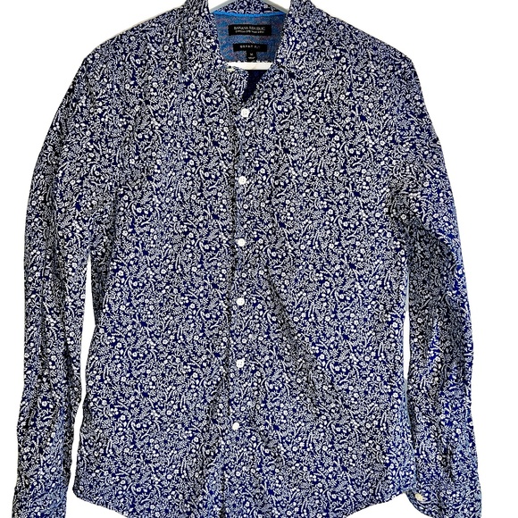 Banana Republic Blue & White Floral Print Shirt, Size M, Like New - Picture 1 of 3